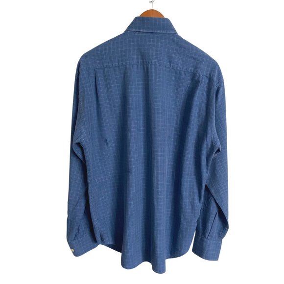 Harry Rosen Blue Check Button Down Shirt - Picture 2 of 5